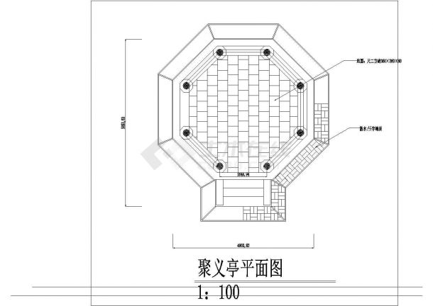 某现代景区单围重檐八角亭建筑详细设计方案施工CAD图纸-图一