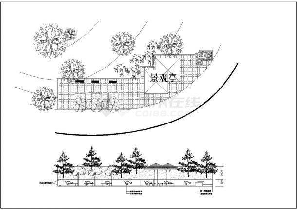 某风景区小景观亭建筑详细设计方案施工CAD图纸-图二