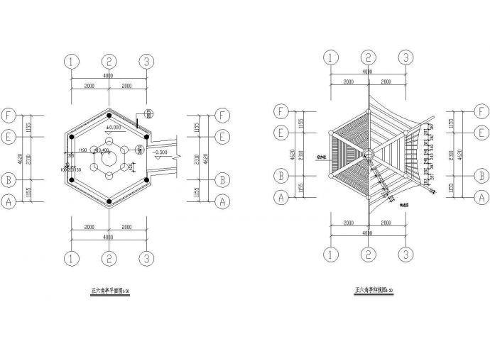 某景区六角亭及连亭曲桥建筑详细设计方案施工CAD图纸_图1