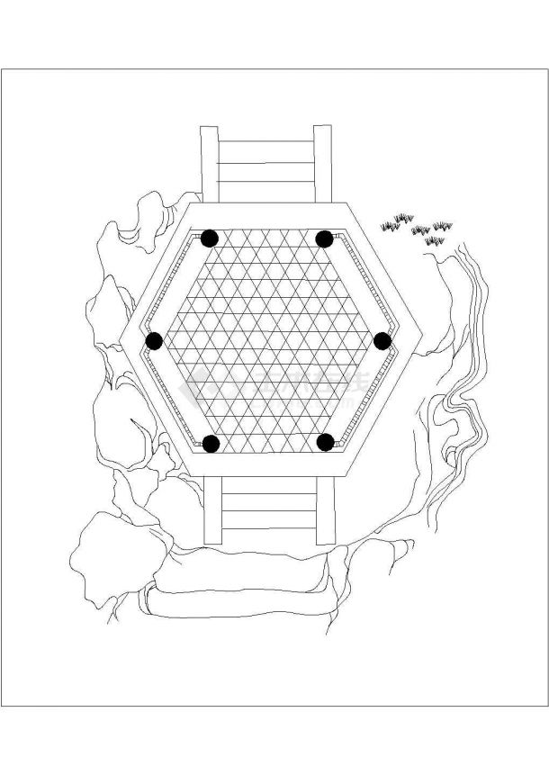 某公园六角亭建筑详细设计方案施工CAD大样图纸-图二