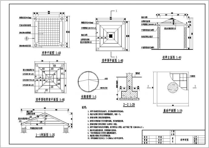 某景区凉亭建筑大样详细设计方案施工CAD图纸_图1