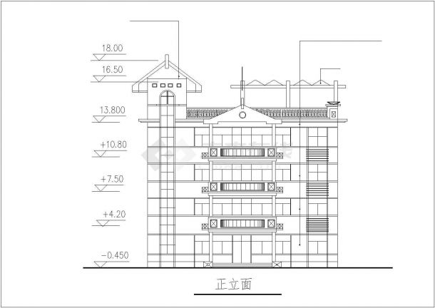 某五层框架结构综合办公楼设计cad全套建筑施工图（带效果图）-图一