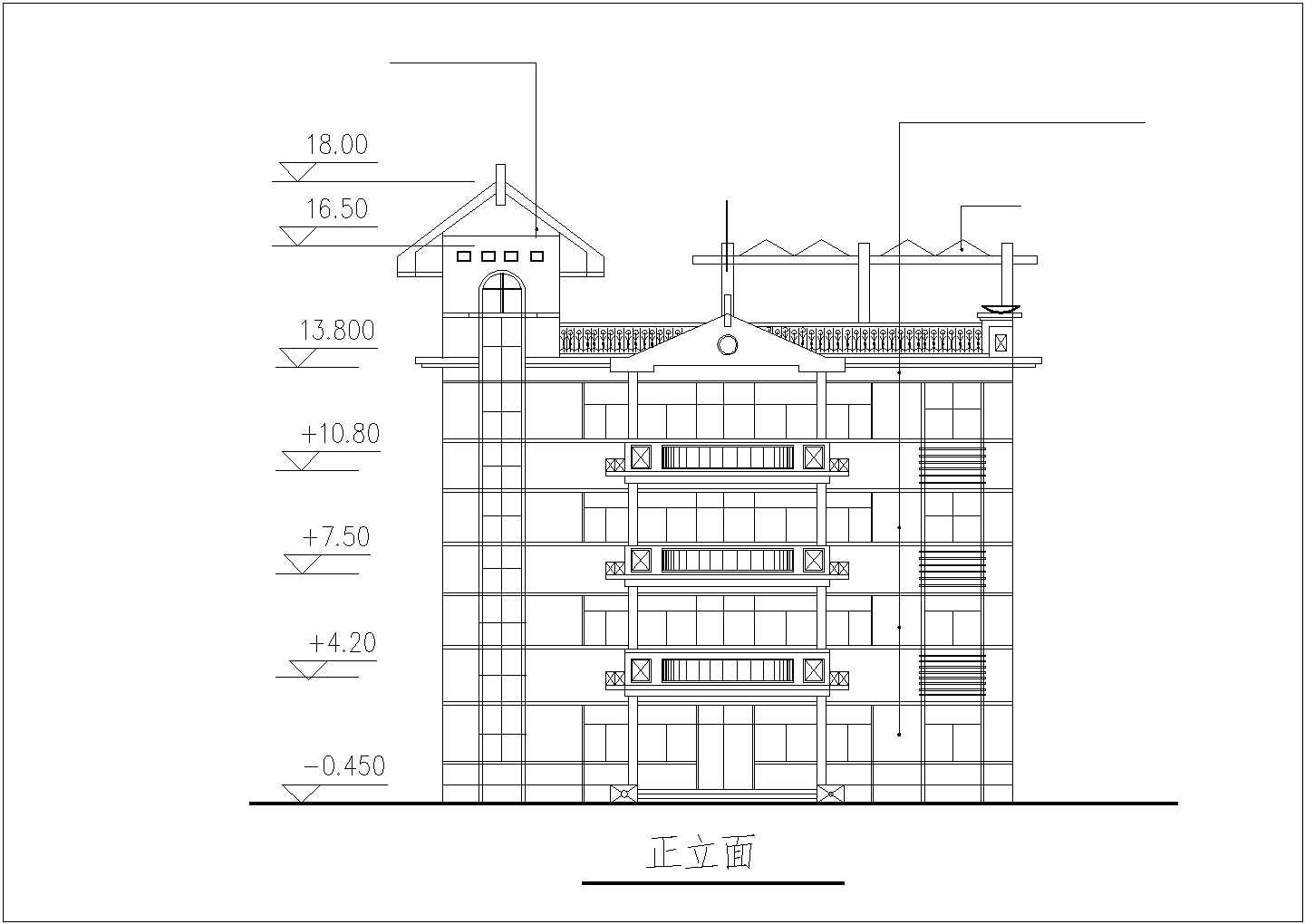 某五层框架结构综合办公楼设计cad全套建筑施工图（带效果图）