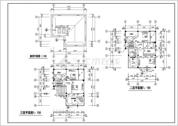 某三层带夹层框架结构独栋别墅设计cad全套建筑施工图（带效果图）-图一