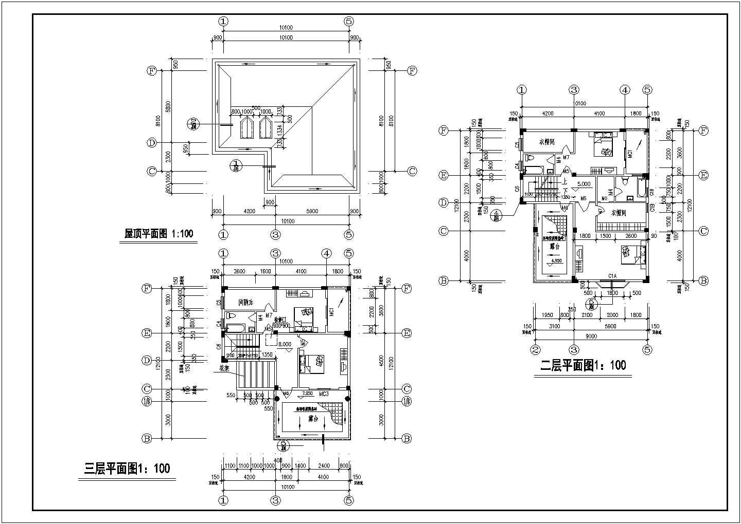 某三层带夹层框架结构独栋别墅设计cad全套建筑施工图（带效果图）