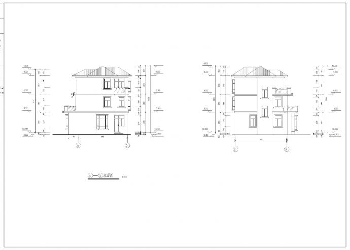 220平方米三层复式别墅建筑全套施工cad图，含效果图_图1