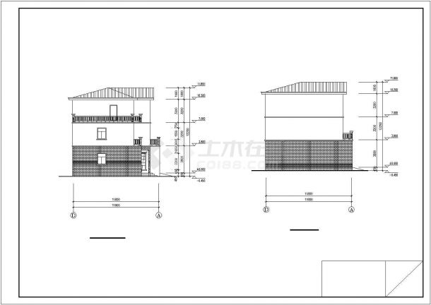 某村镇346平米3层砖混结构单体别墅建筑+结构设计CAD图纸-图一