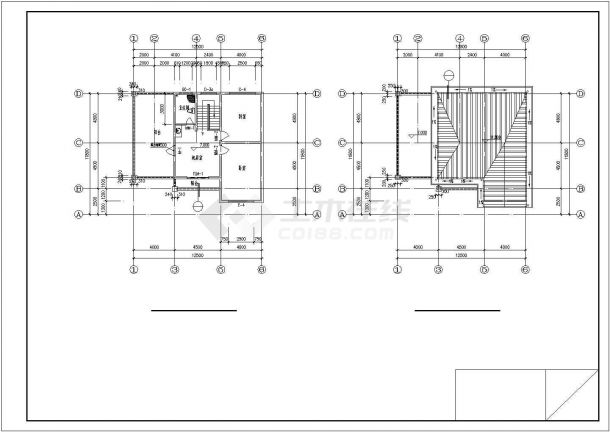 某村镇346平米3层砖混结构单体别墅建筑+结构设计CAD图纸-图二