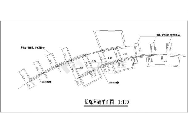 弧型长廊施工设计cad详图-图二
