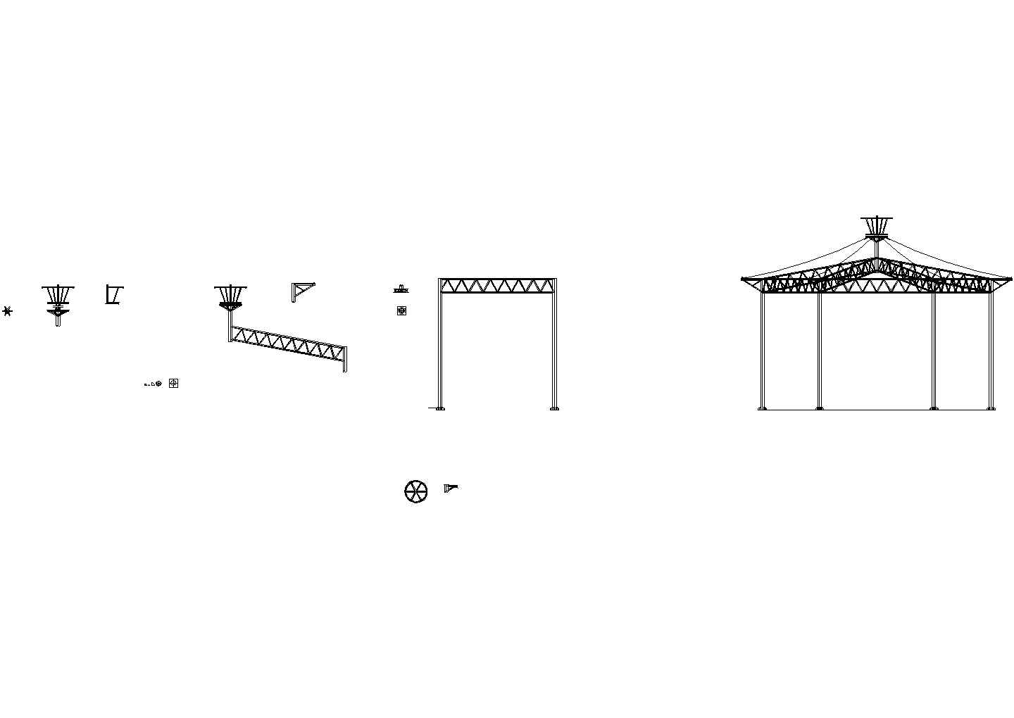某地公园六角伞膜结构设计施工图纸(cad)