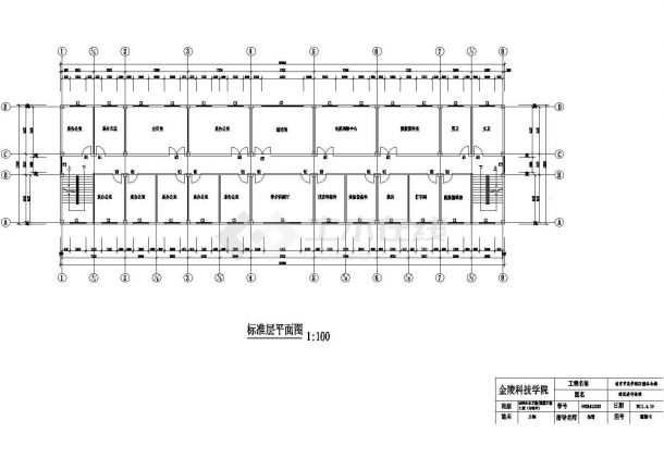 办公楼设计_南京某大学2700平米四层框架结构办公楼建筑设计CAD图纸-图一