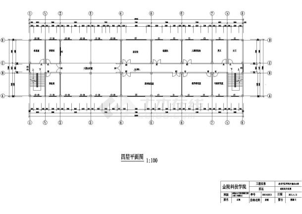 办公楼设计_南京某大学2700平米四层框架结构办公楼建筑设计CAD图纸-图二