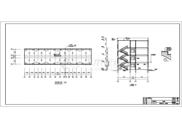 办公楼设计_西安某大学四千平米4层框架结构办公楼建筑设计CAD图纸-图一