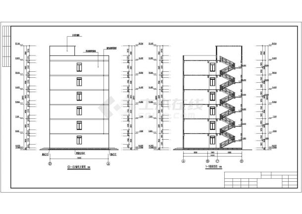 办公楼设计_泉州某市政单位4300平米6层办公楼建筑设计CAD图纸（含总图）-图二
