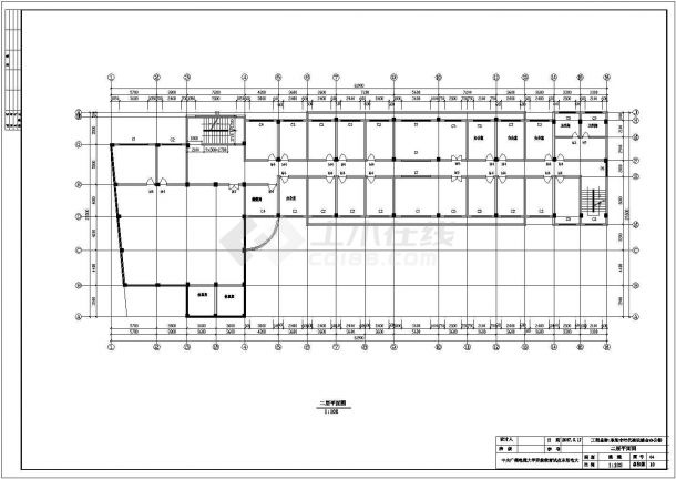 办公楼设计_南京某商业街4830平米六层框架综合办公楼建筑设计CAD图纸-图二