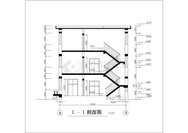 【精选】城中办公大楼建筑设计CAD图纸-图一