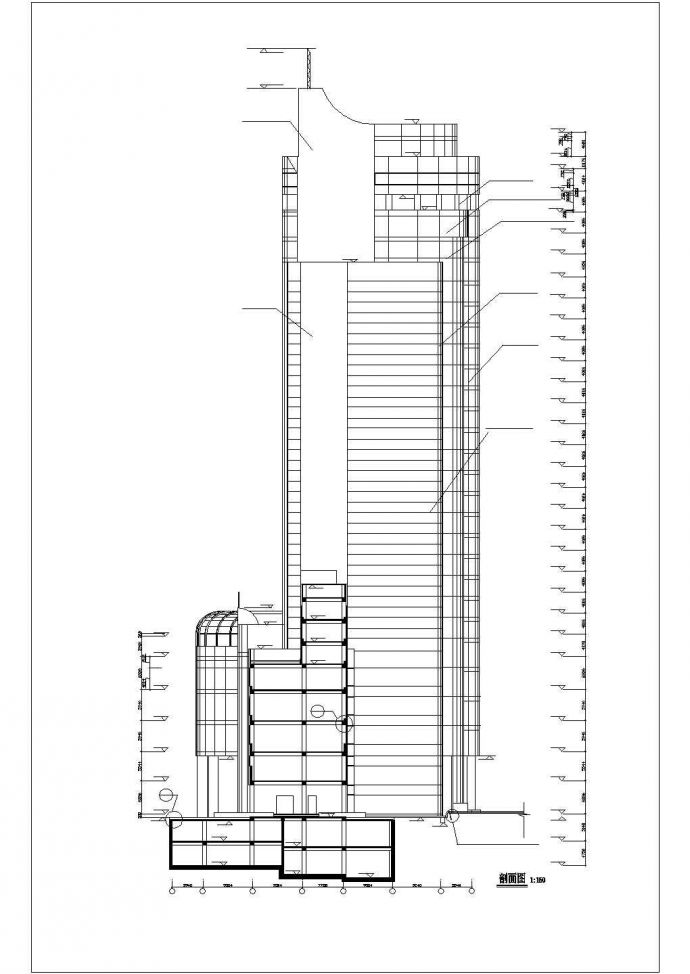 【精选】广场高层建筑设计CAD图纸_图1