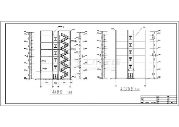 办公楼设计_北京某金融机构6470平米6层办公楼建筑设计CAD图纸-图一