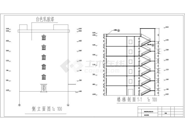 办公楼设计_济南市某单位6500平米6层框架结构办公楼建筑设计CAD图纸-图二