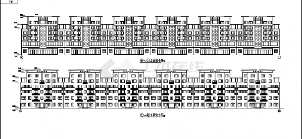 5层7805平米一字形框架商住楼建筑设计施工cad图纸-图二