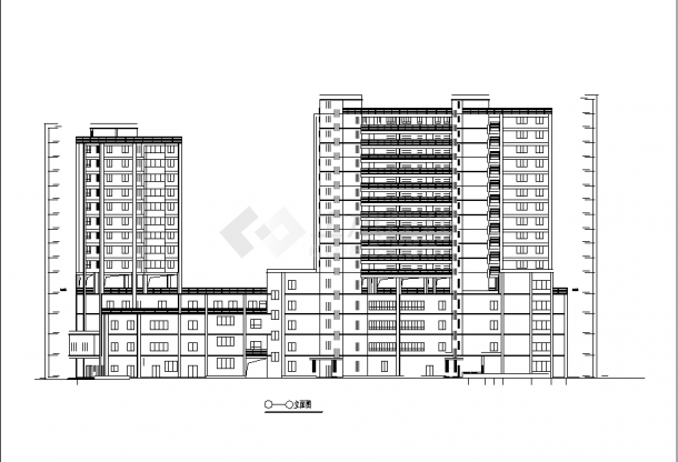 16层36001平米钢结构不规则商住楼建筑设计施工cad图纸-图一