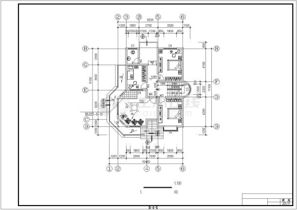 某大型农民小康住宅楼建筑设计cad图纸-图二