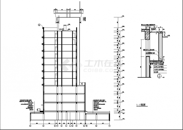 浦东12层商住楼建筑设计施工cad图纸，含地下一层-图一