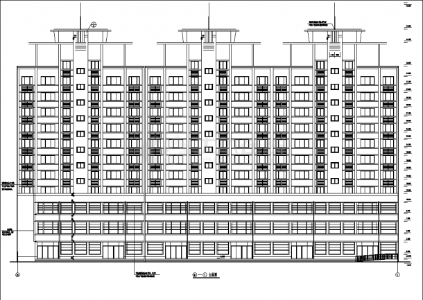 浦东12层商住楼建筑设计施工cad图纸，含地下一层-图二