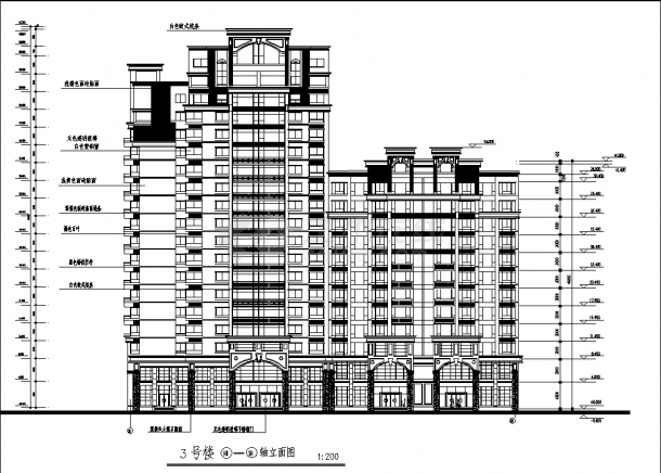 浙江13层商住楼建筑设计施工cad图纸-图二