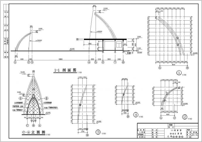 某厂区大门建筑大样详细设计施工方案CAD图纸_图1