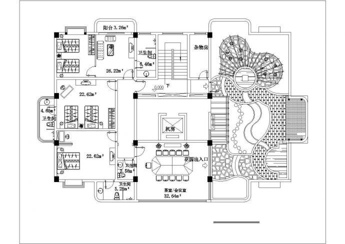 某高层宿舍楼屋顶花园设计cad详细施工图_图1