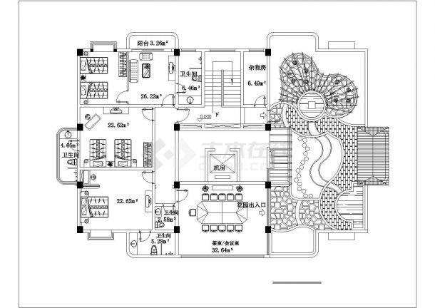 某高层宿舍楼屋顶花园设计cad详细施工图-图二