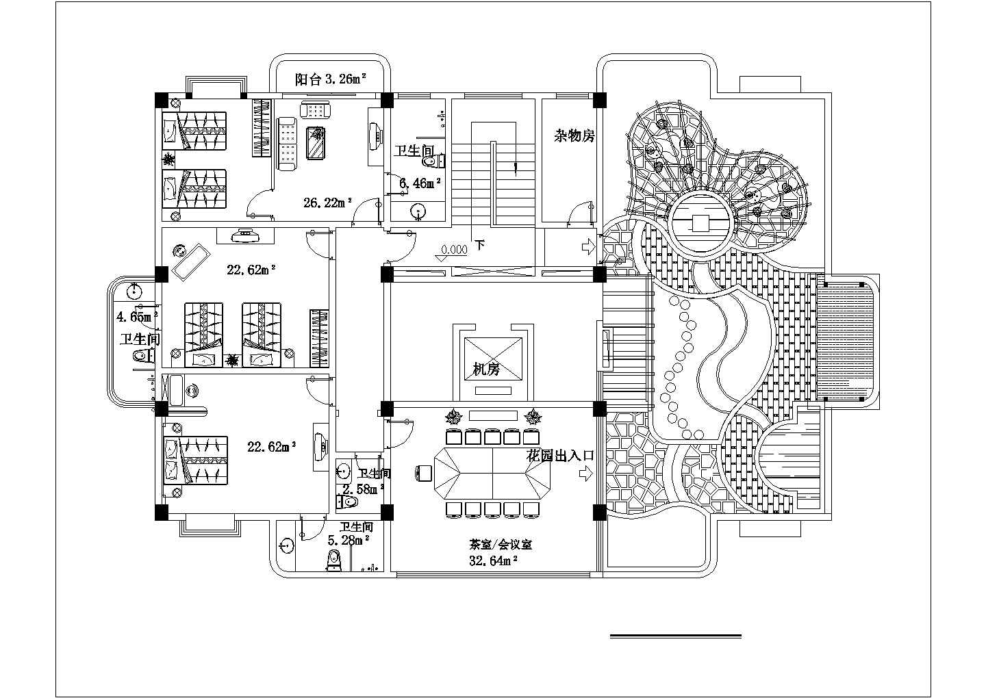 某高层宿舍楼屋顶花园设计cad详细施工图