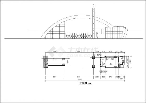 厂房设计_某地区厂房大门建筑详细设计施工方案CAD图纸-图二