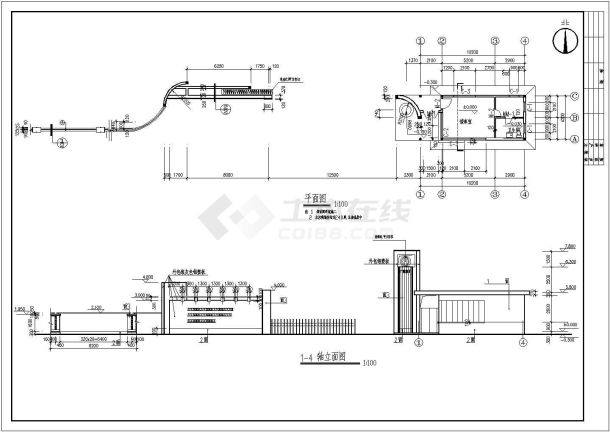 厂房设计_某地厂房大门建筑全套详细设计施工方案CAD图纸-图一