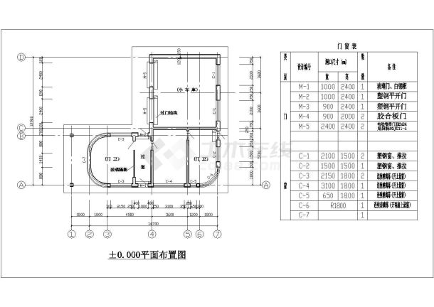 某标准型门卫建筑详细施工设计方案CAD图纸-图一