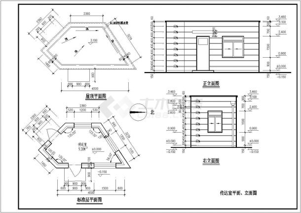 某标准型厂区大门及传达室建筑详细施工设计方案CAD图纸-图一