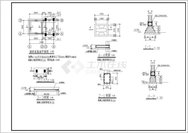某标准型大门建筑结构详细施工设计方案CAD图纸-图一