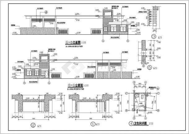 某标准型工厂大门建筑结构详细施工设计方案CAD图纸-图一