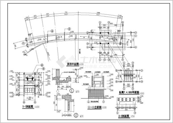 某标准型工厂大门建筑结构详细施工设计方案CAD图纸-图二