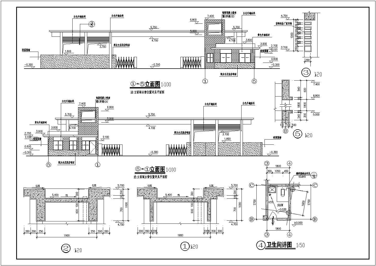某标准型工厂大门建筑结构详细施工设计方案CAD图纸