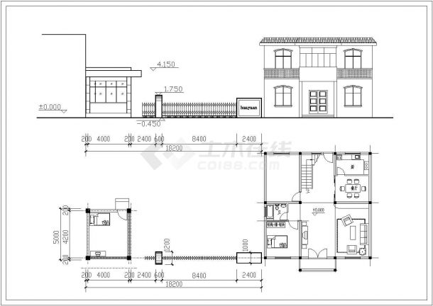 某标准公司大门建筑全套详细施工设计方案CAD图纸-图一