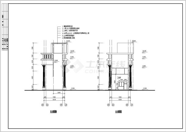 某地标准住宅大门建筑详细施工设计方案CAD图纸-图二