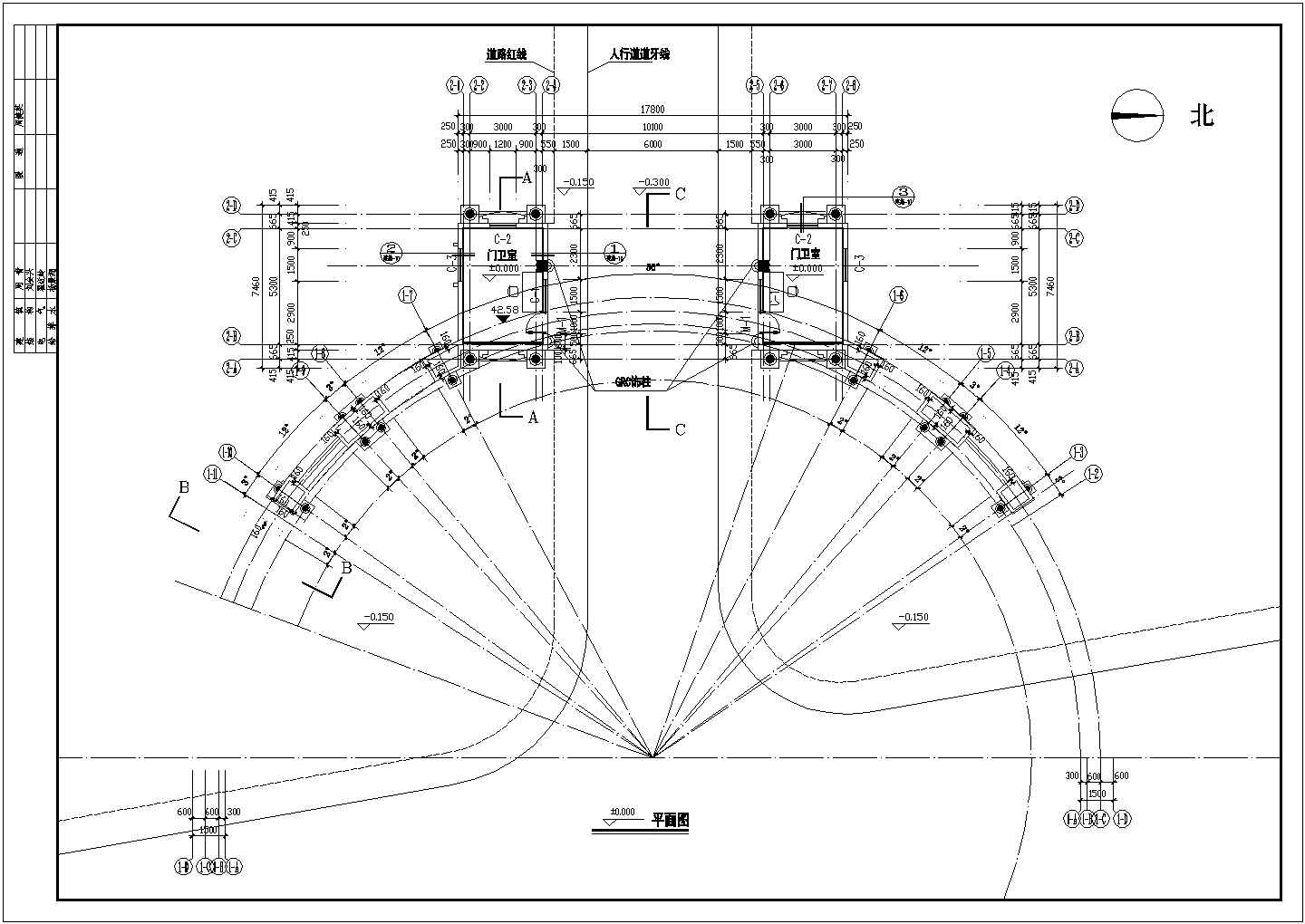 某地标准住宅大门建筑详细施工设计方案CAD图纸