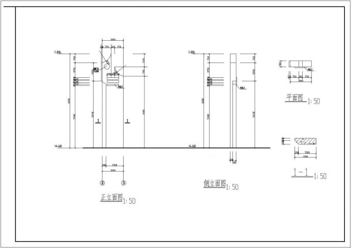 某标准型全套门卫建筑详细施工设计方案CAD图纸_图1