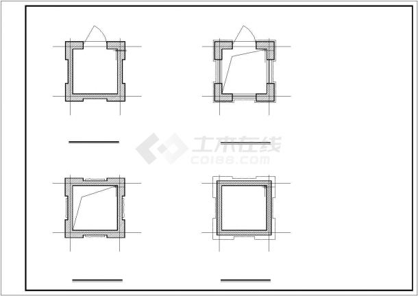 某标准型小区别致大门建筑详细施工设计方案CAD图纸-图一