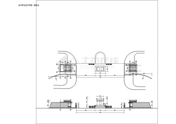 某标准型学校东大门建筑详细施工设计方案CAD图纸-图二