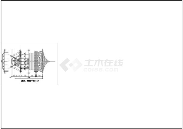 某地标准六角组合亭建筑详细施工设计方案CAD图纸-图一