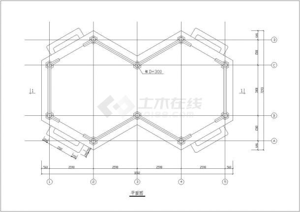某经典木结构六角连亭建筑详细施工设计方案CAD图纸-图一