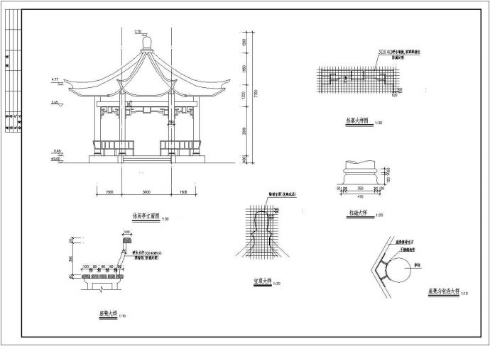 某经典木亭建筑结构详细施工设计方案CAD图纸_图1